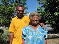 Whiteley and Elsie Toa at the Kamilisa Bungalow on Linua